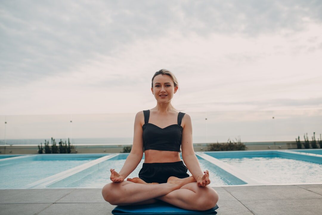 woman doing yoga outdoors