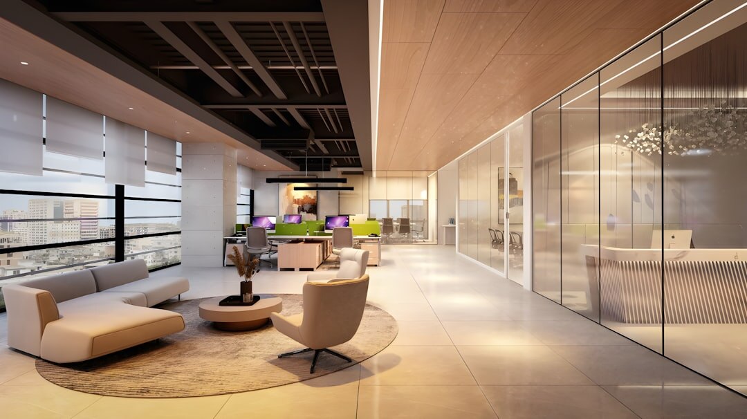 Bright modern office reception area